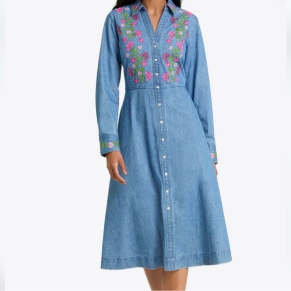 SOLD: NWT Draper James Cecilia Embroidered shirt dress - Picture 3 of 8